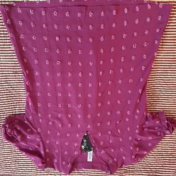 Pink Puff Sleeve Ruffled Mandarin Collar Blouse - Picture 8 of 8